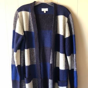 Lucky Brand blue plaid wool cardigan Small
